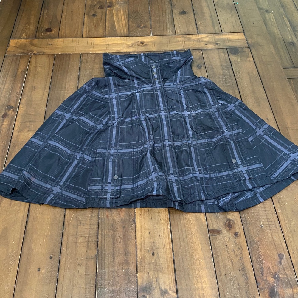 Vtg Kansai Bis by Yohji Yamamoto Plaid High-Collar Cape Gray Black Snap Front